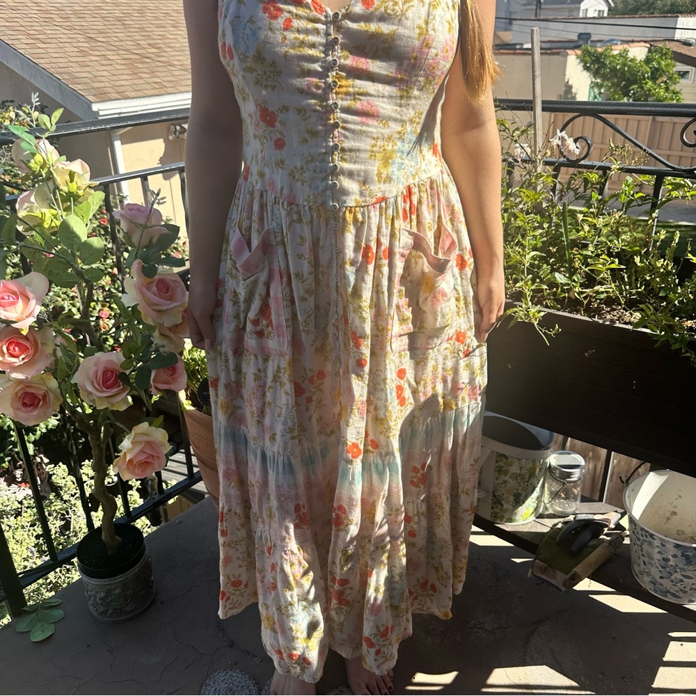 Spell Cream Maxi Dress with Pastel Floral Print - Picture 7 of 7